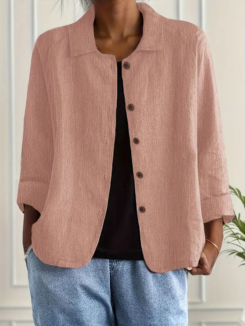 Ella Casual Button-Front Lightweight Jacket