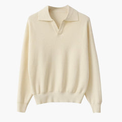 Men’s Textured Long-Sleeve Knit Polo