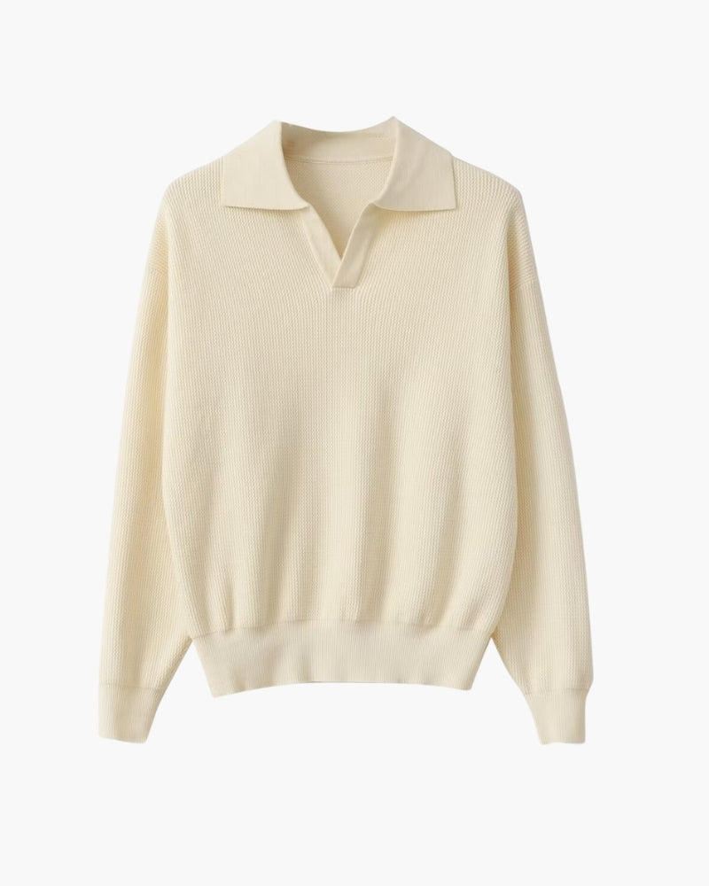 Men’s Textured Long-Sleeve Knit Polo