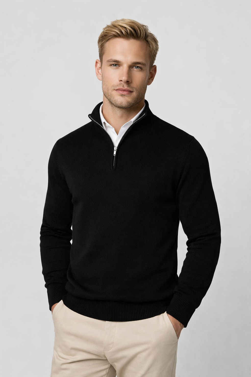 Christopher Half Zip High Neck Sweater