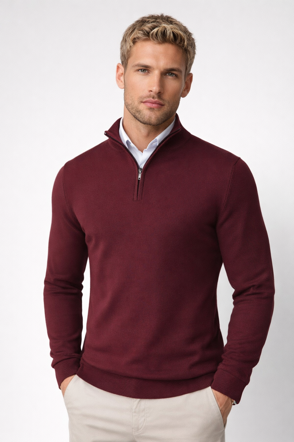 Christopher Half Zip High Neck Sweater