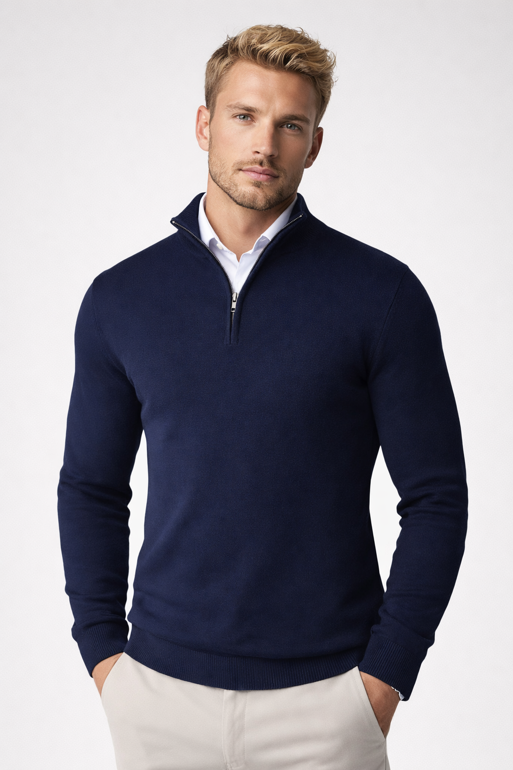 Christopher Half Zip High Neck Sweater