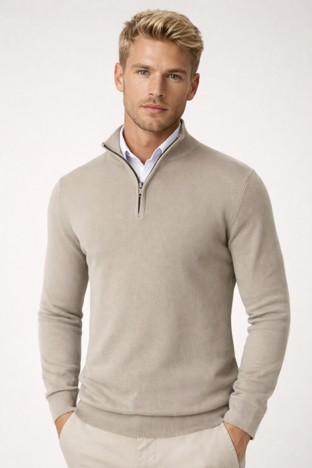 Christopher Half Zip High Neck Sweater