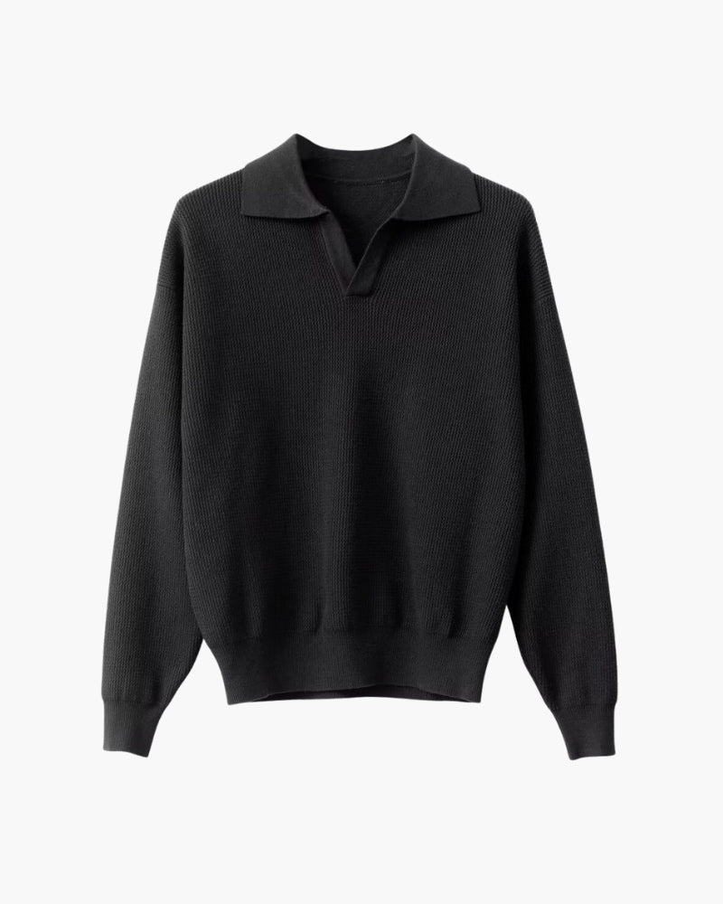 Men’s Textured Long-Sleeve Knit Polo