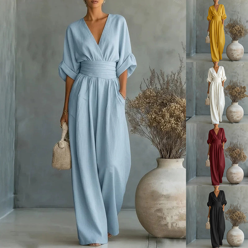Women’s Wide-Leg V-Neck Jumpsuit