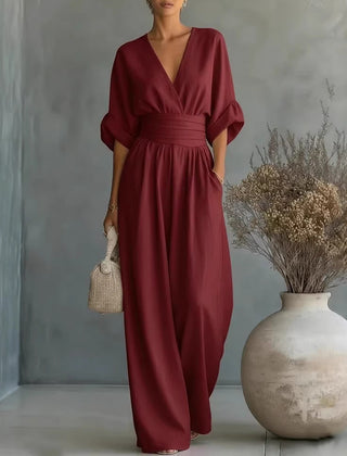 Women’s Wide-Leg V-Neck Jumpsuit
