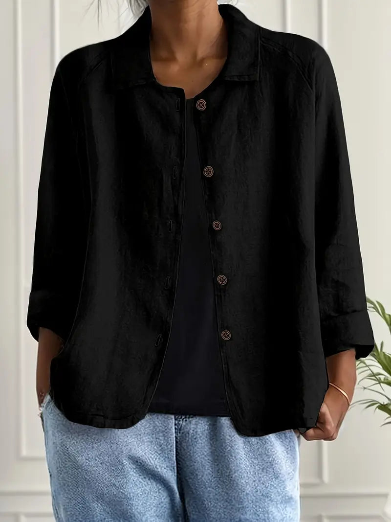 Ella Casual Button-Front Lightweight Jacket