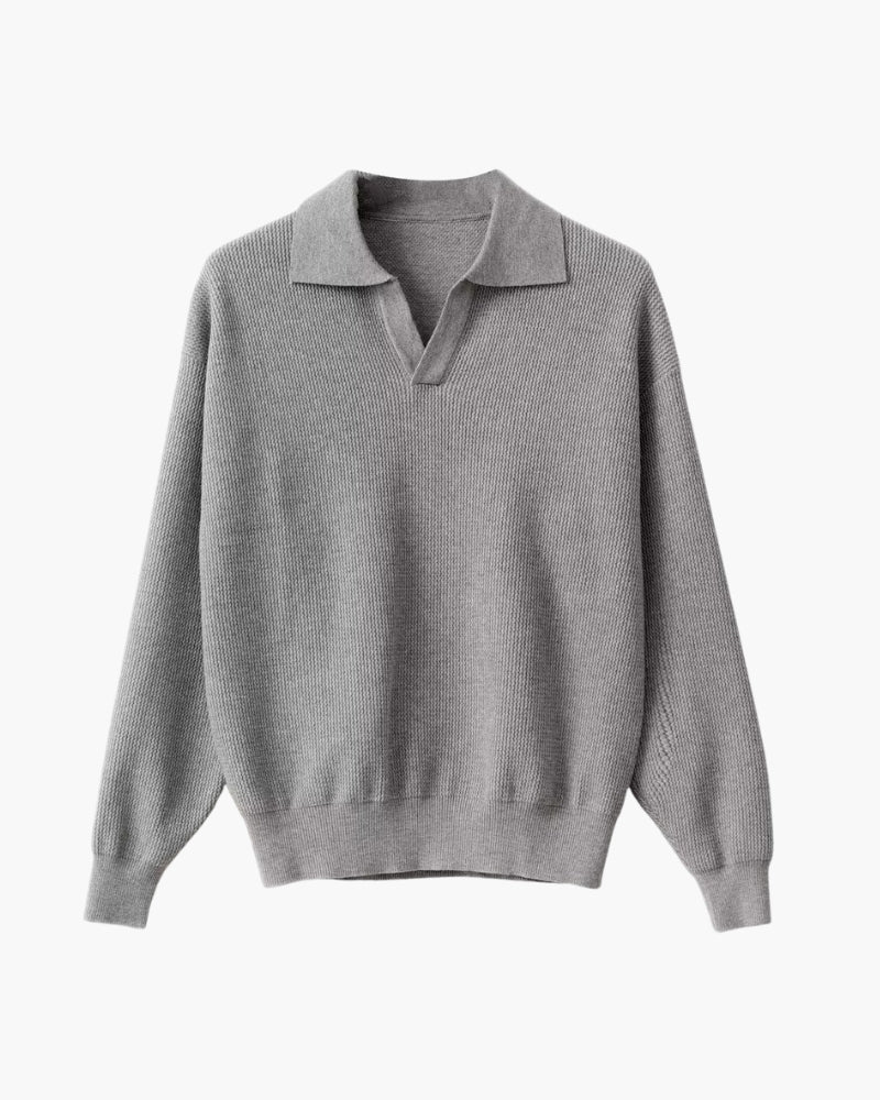 Men’s Textured Long-Sleeve Knit Polo