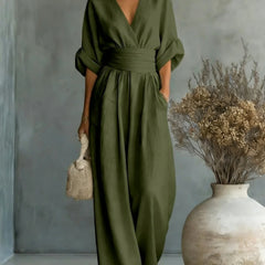 Women’s Wide-Leg V-Neck Jumpsuit