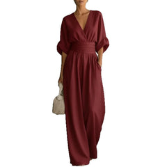 Women’s Wide-Leg V-Neck Jumpsuit