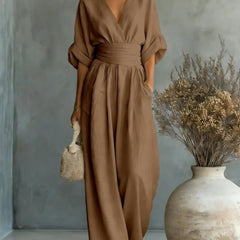 Women’s Wide-Leg V-Neck Jumpsuit