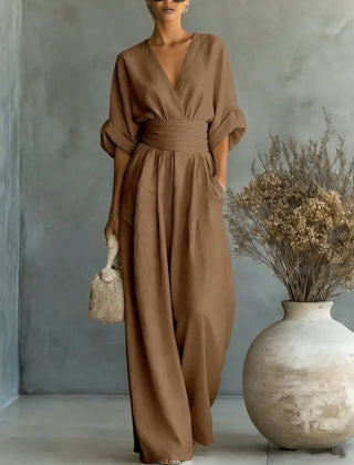 Women’s Wide-Leg V-Neck Jumpsuit
