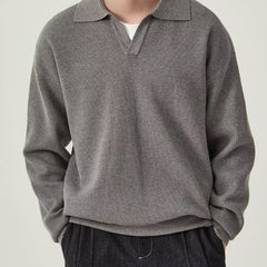 Men’s Textured Long-Sleeve Knit Polo