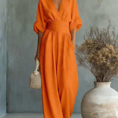 Women’s Wide-Leg V-Neck Jumpsuit