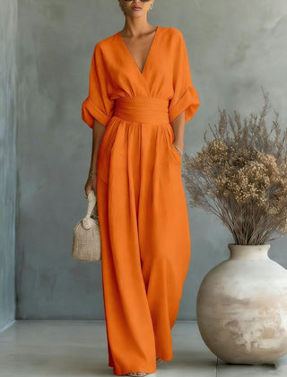Women’s Wide-Leg V-Neck Jumpsuit