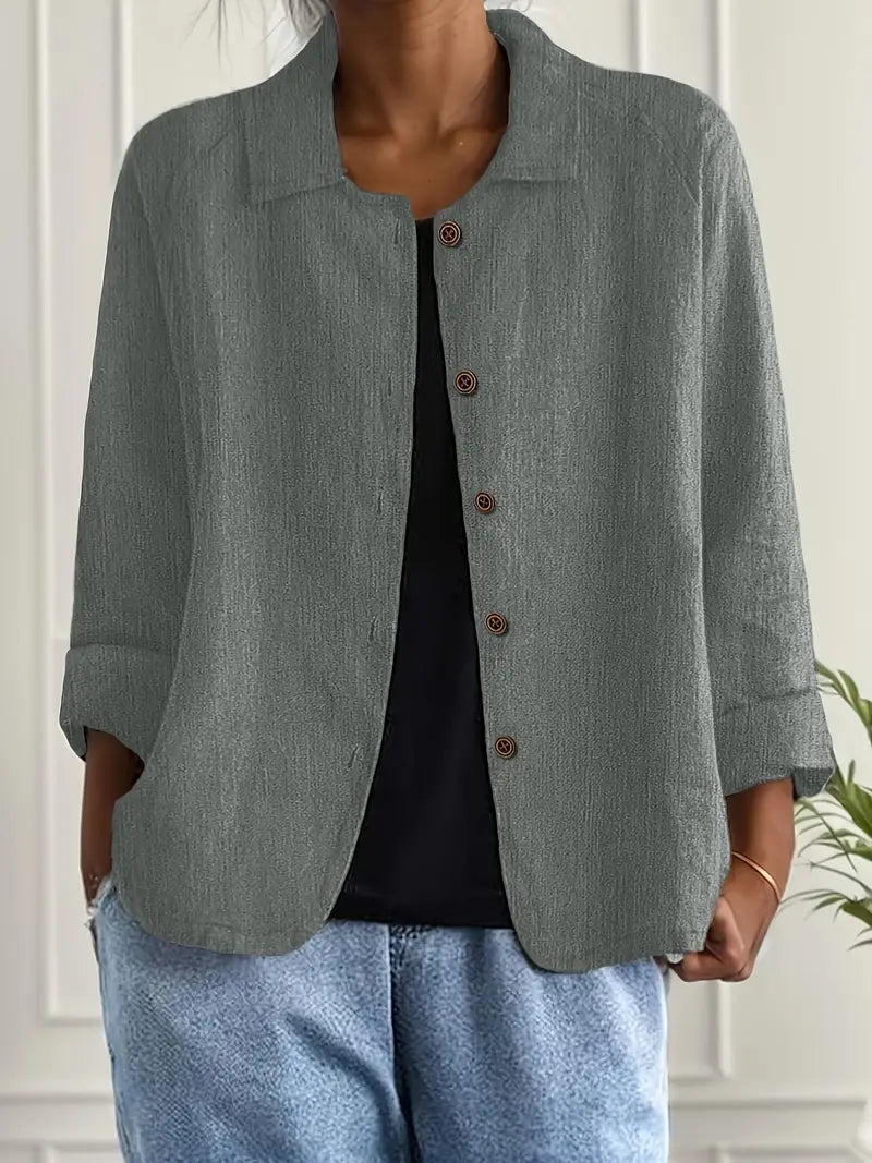 Ella Casual Button-Front Lightweight Jacket