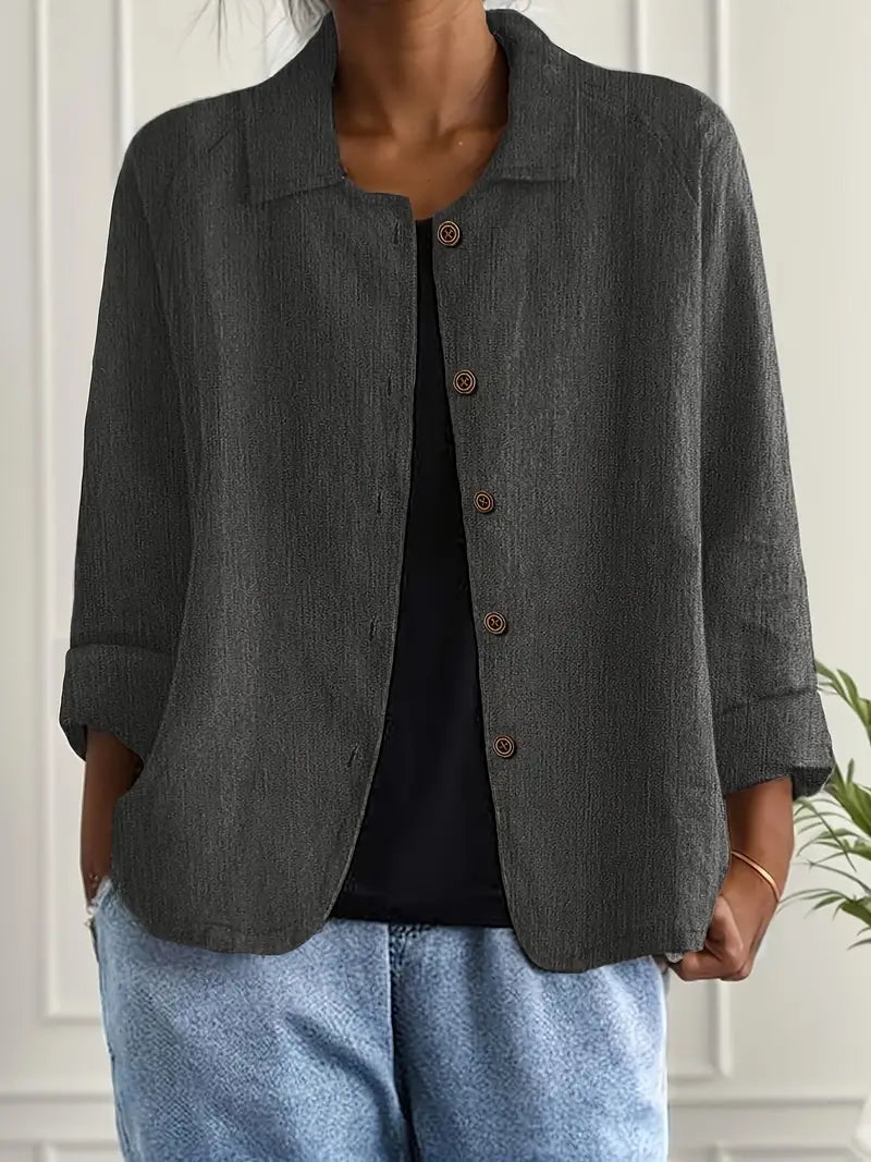 Ella Casual Button-Front Lightweight Jacket