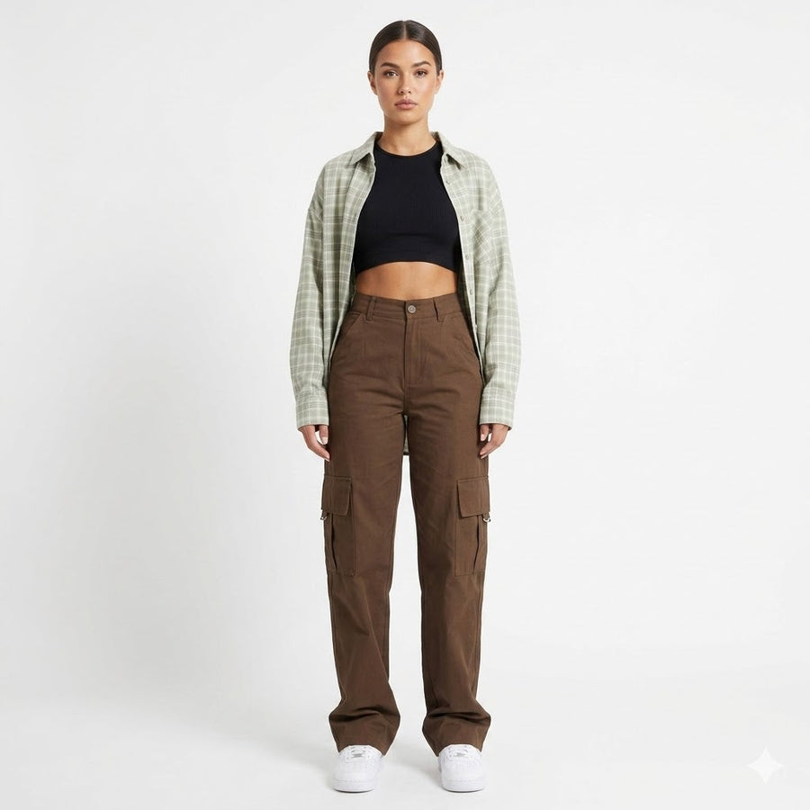 Women’s High-Waisted Cargo Trousers