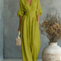 Women’s Wide-Leg V-Neck Jumpsuit