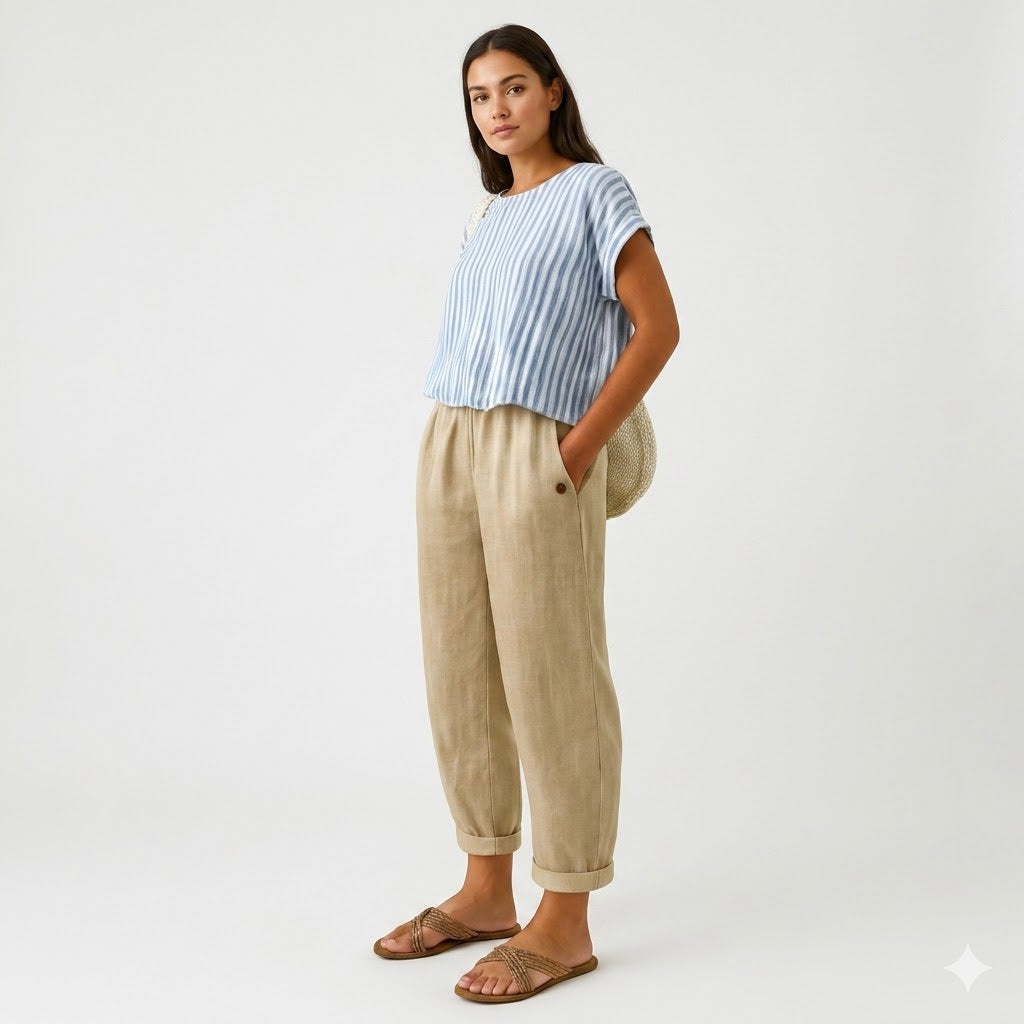 Women’s Cropped Linen-Blend Trousers