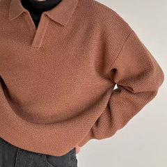 Men’s Textured Long-Sleeve Knit Polo