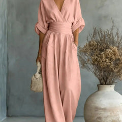 Women’s Wide-Leg V-Neck Jumpsuit