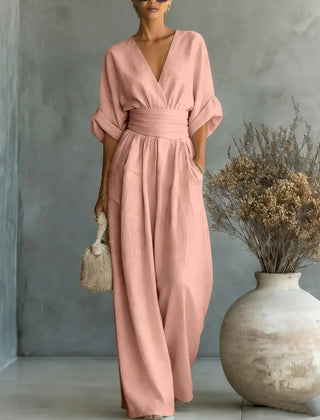Women’s Wide-Leg V-Neck Jumpsuit
