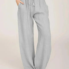 Women’s Relaxed Linen-Blend Wide-Leg Trousers