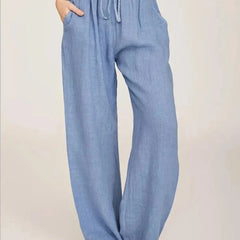 Women’s Relaxed Linen-Blend Wide-Leg Trousers