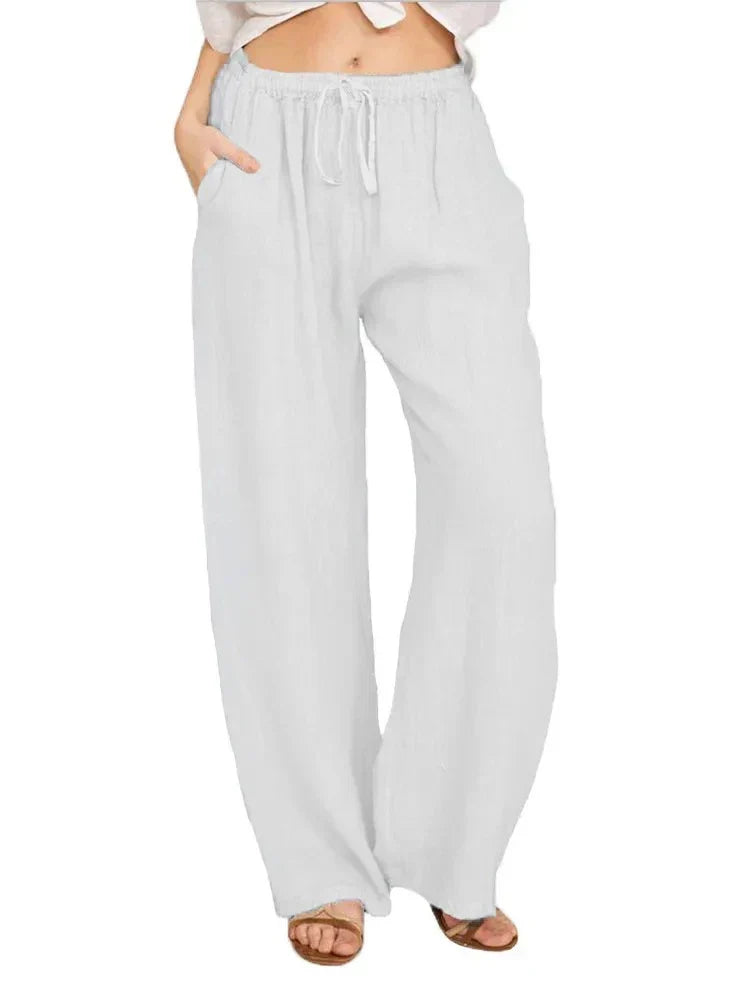 Women’s Relaxed Linen-Blend Wide-Leg Trousers