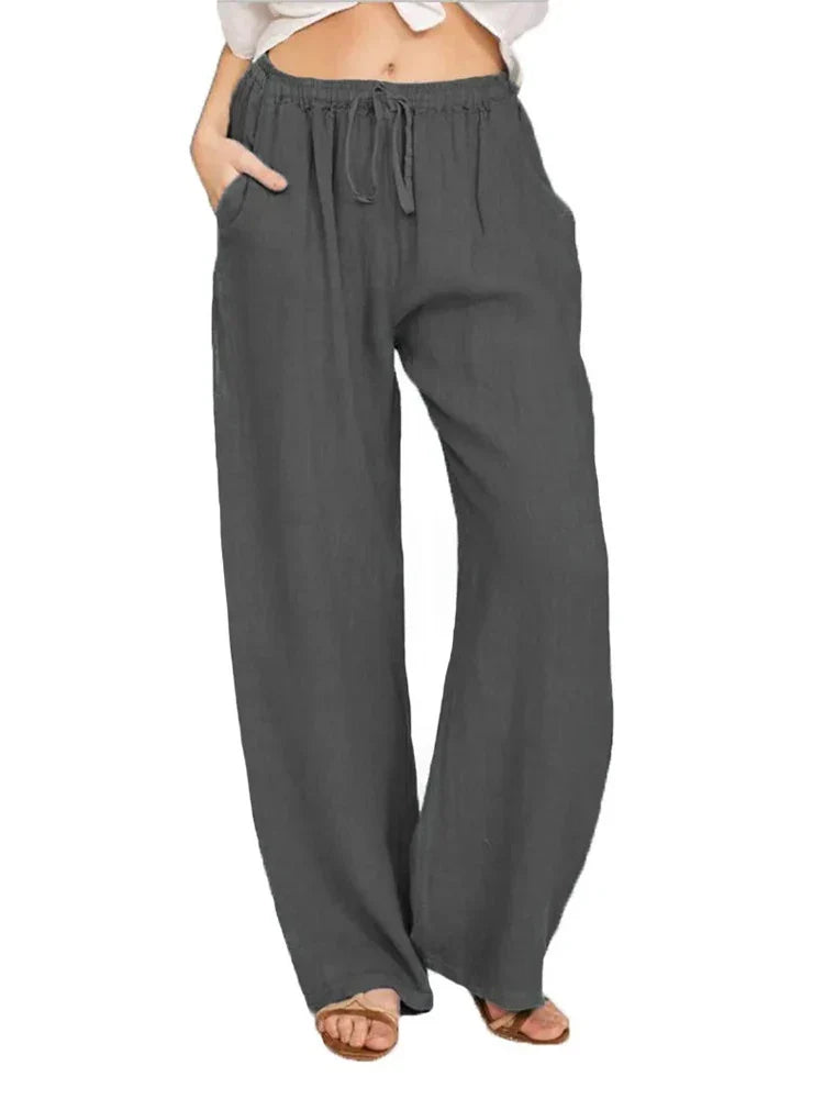 Women’s Relaxed Linen-Blend Wide-Leg Trousers