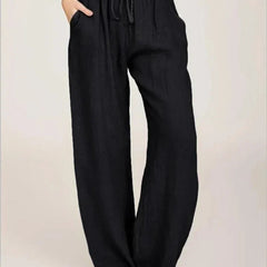 Women’s Relaxed Linen-Blend Wide-Leg Trousers