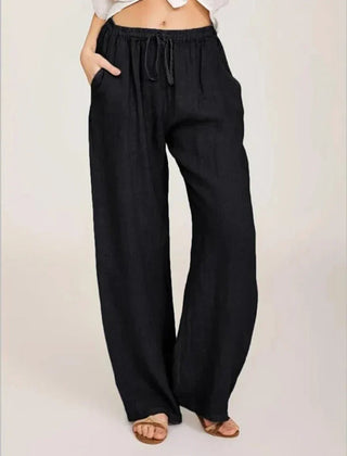 Women’s Relaxed Linen-Blend Wide-Leg Trousers