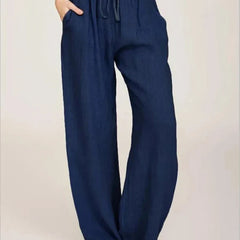 Women’s Relaxed Linen-Blend Wide-Leg Trousers