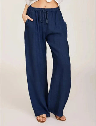Women’s Relaxed Linen-Blend Wide-Leg Trousers