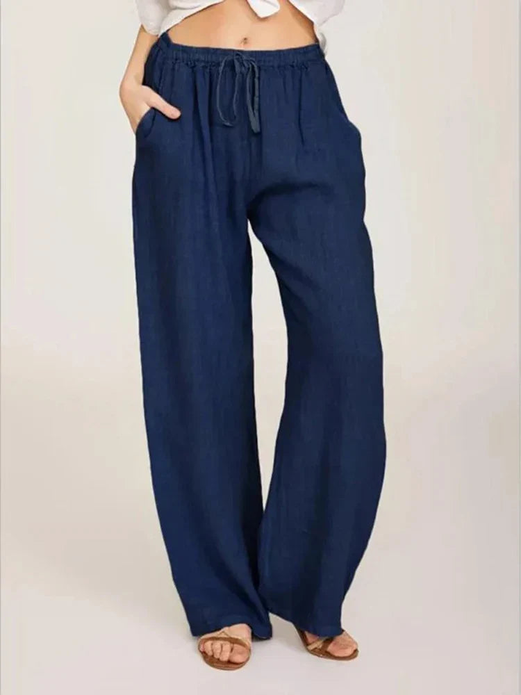 Women’s Relaxed Linen-Blend Wide-Leg Trousers