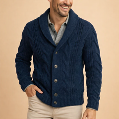 Men’s Textured Shawl-Collar Cardigan