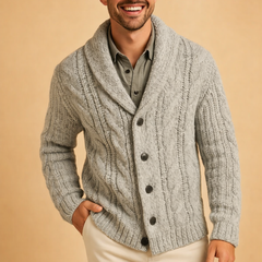 Men’s Textured Shawl-Collar Cardigan