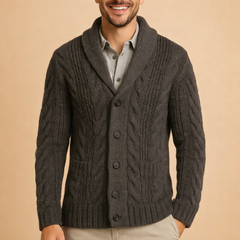 Men’s Textured Shawl-Collar Cardigan