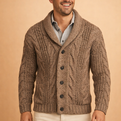 Men’s Textured Shawl-Collar Cardigan