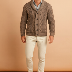 Men’s Textured Shawl-Collar Cardigan