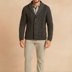 Men’s Textured Shawl-Collar Cardigan
