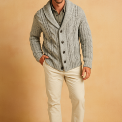 Men’s Textured Shawl-Collar Cardigan
