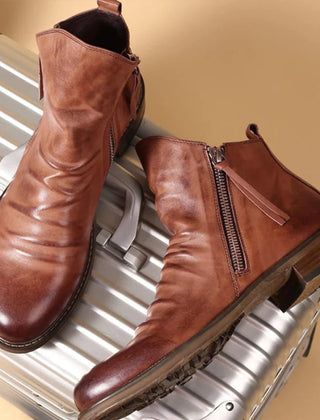 Men’s Side-Zip Leather-Look Boots