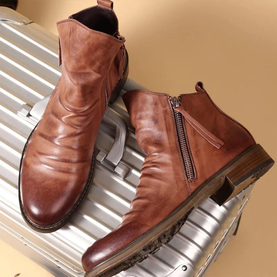 Men’s Side-Zip Leather-Look Boots