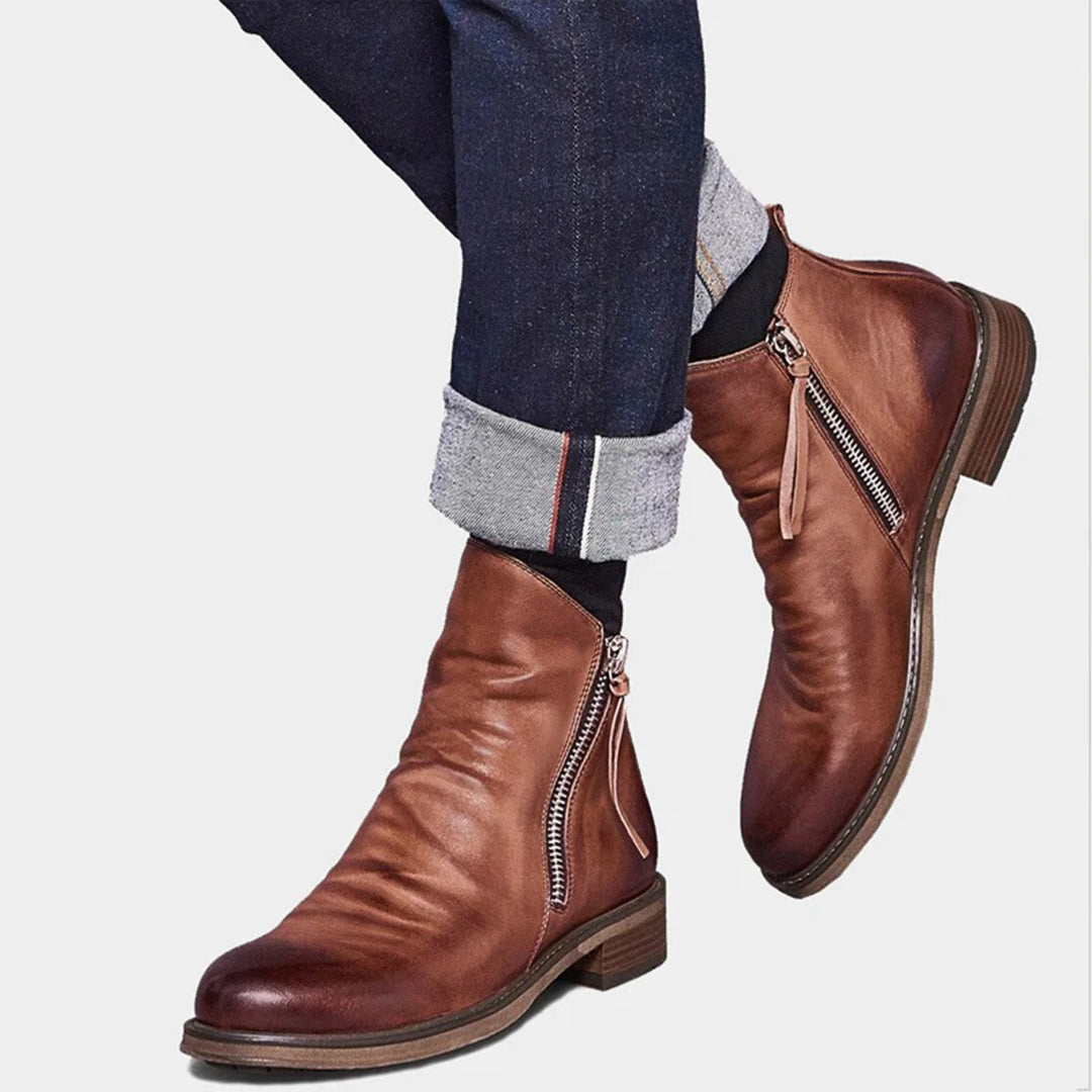 Men’s Side-Zip Leather-Look Boots