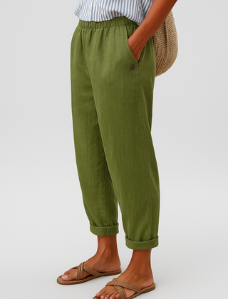 Women’s Cropped Linen-Blend Trousers