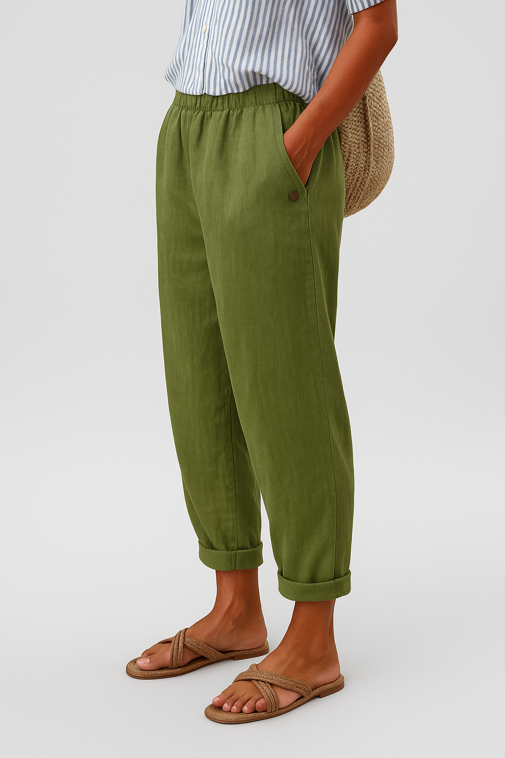 Women’s Cropped Linen-Blend Trousers