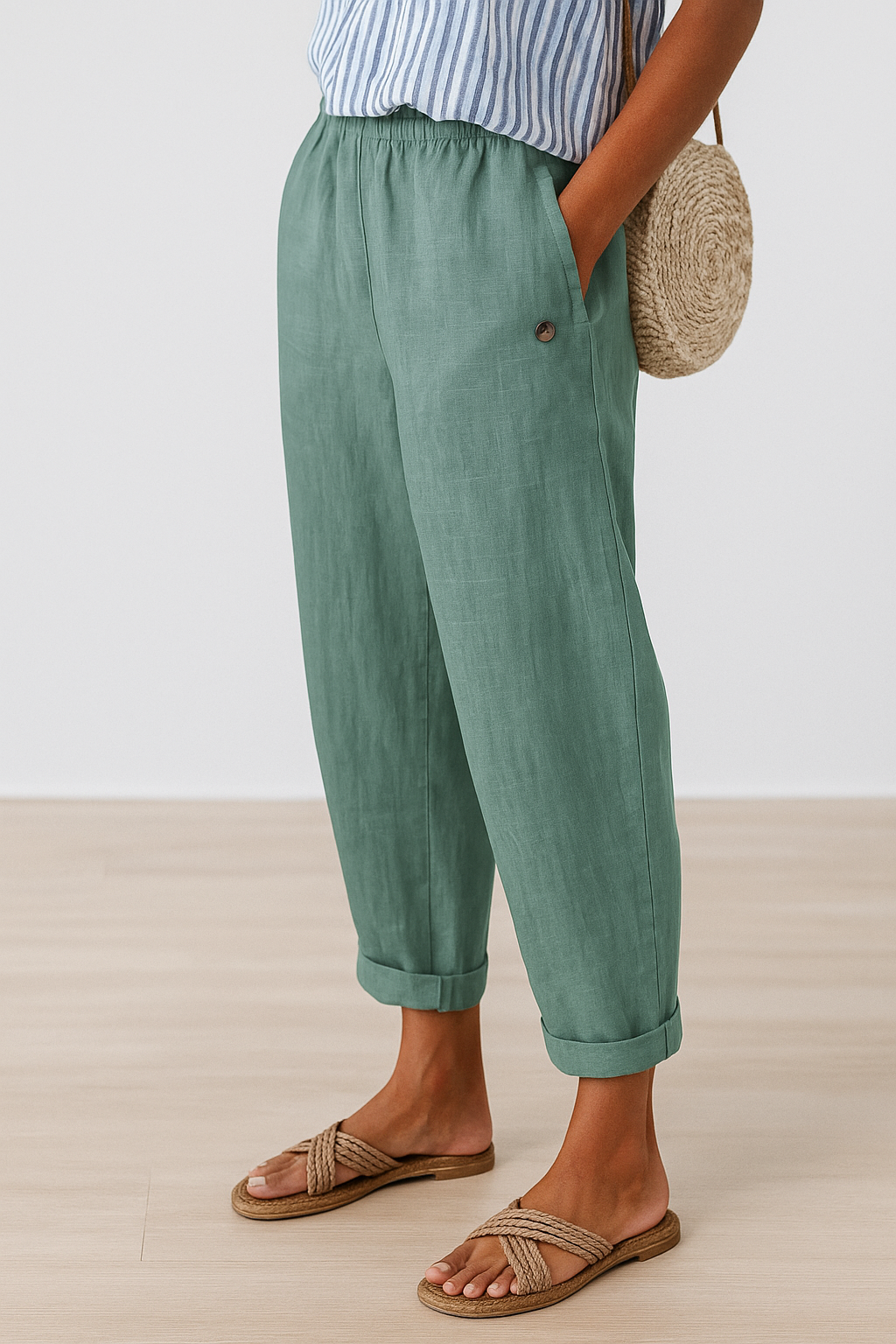 Women’s Cropped Linen-Blend Trousers