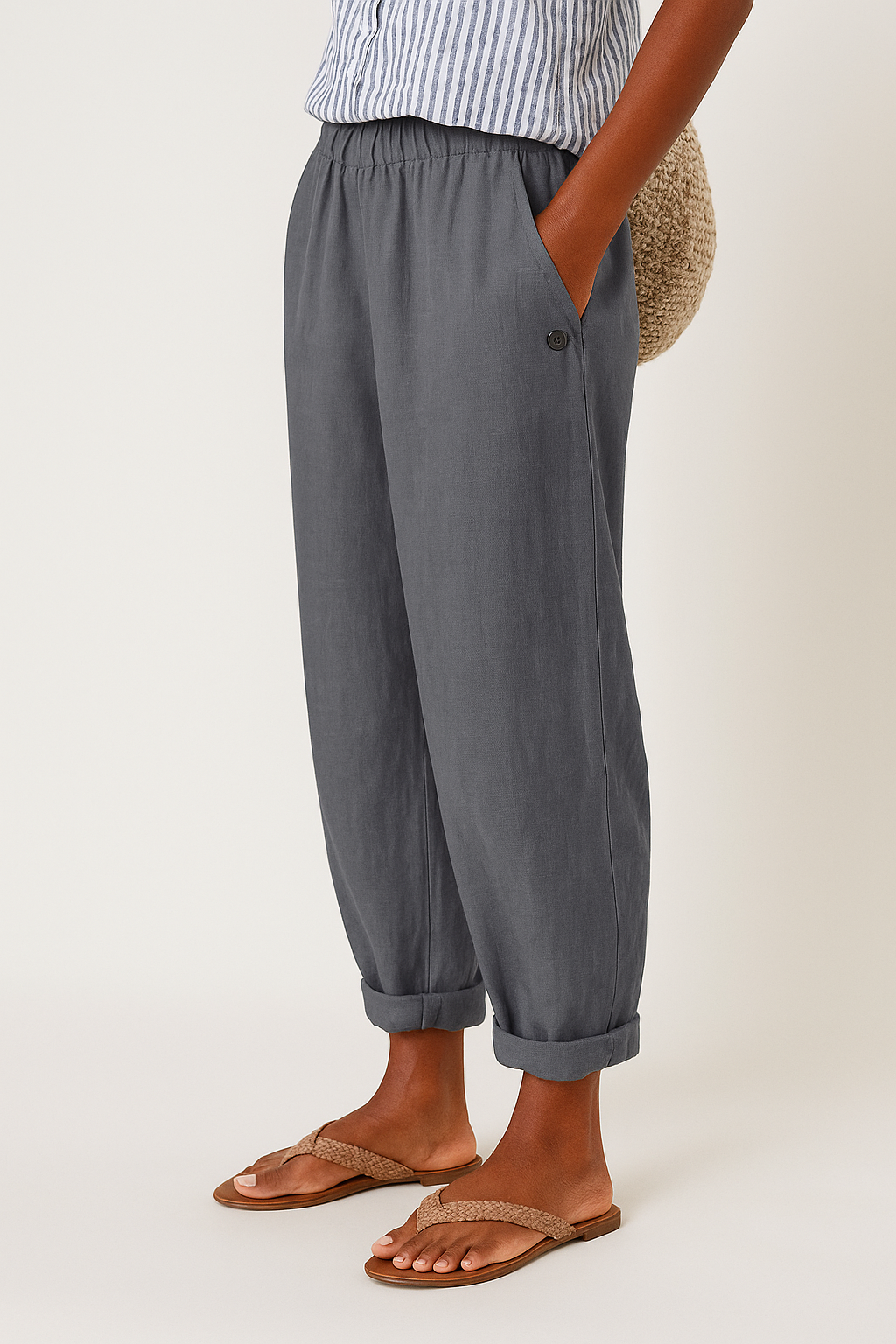 Women’s Cropped Linen-Blend Trousers